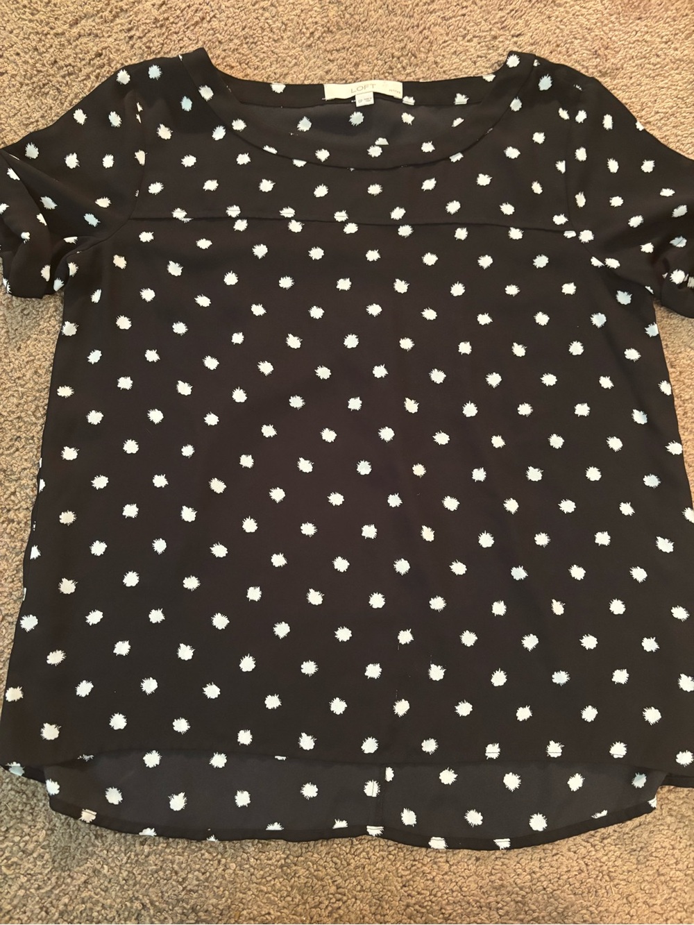 LOFT Black Blouse with White Dot Print